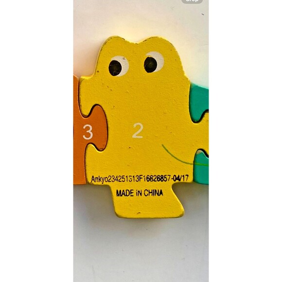 Crocodile Number Puzzle - 10 Piece Wooden Animal Shaped Puzzle, Colorful Learn - Picture 6 of 7